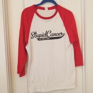 2/$10_ Stupid Cancer Get Busy Living Baseball Tee